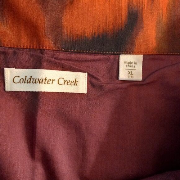 Coldwater Creek Abstract Orange/Red/Purple/Brown Maxi Skirt - Picture 3 of 8